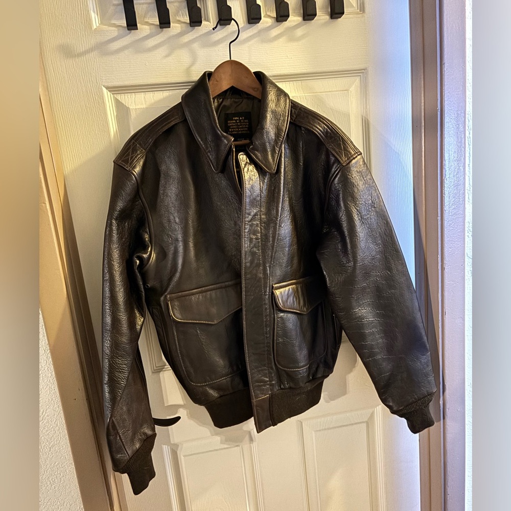 Leather Army-Airforces A-2 Flight Jacket Bomber Jacket (s) Averix